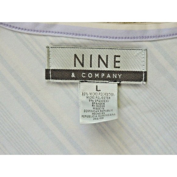 Nine & Co Sleeveless Top V-neck Ruffle Purple/Grey Diagonal Stripes Size L - Picture 8 of 10